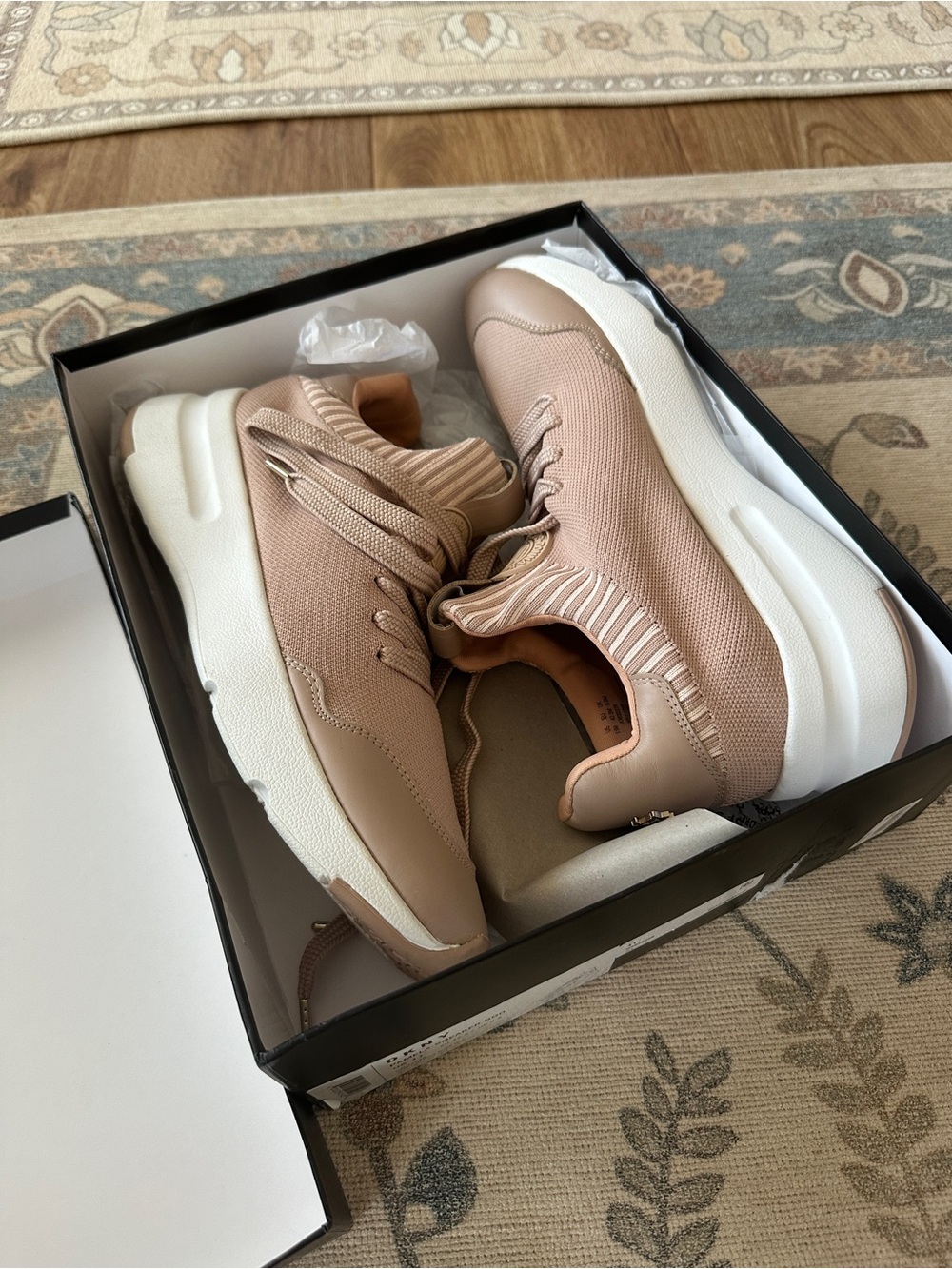 DKNY Pamela Sneaker Blush Pink Rose Knit Platform Sneakers